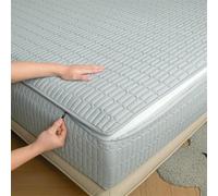 Zipped Quilted Mattress Protector Single Bed 90x190 Customizable Five-sided Quilted Mattress Cover Double/King Zip Up Bed Sheets Breathable Mattress Encasement Topper Fitted Sheet(150x200+30cm,Blue B)