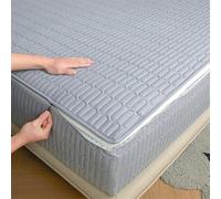 Zipped Quilted Mattress Protector Single Bed 90x190 Customizable Five-sided Quilted Mattress Cover Double/King Zip Up Bed Sheets Breathable Mattress Encasement Topper Fitted Sheet(160x200+5cm,Blue A)