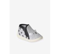 Zipped Slippers in Canvas for Babies printed grey