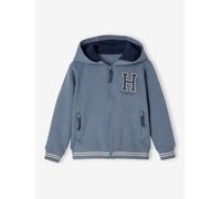 Zipped Sports Jacket with Hood for Boys grey blue