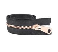 Zipper 1Pc 15-80cm 5# Metal Auto Lock Zipper Open-End Zippers Decorative Zip for Sewing Jacket Garments DIY Repair Accessories(BlackRoseGold,OPEN-END-55CM_NO5-1PC)