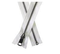 Zipper 30/40/50/60/70/80cm 5# Colorful Open-end Auto Lock Black Metal Zipper DIY Handcraft for Pocket Garment Clothing(White,60cm)