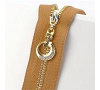 Zipper 4Pcs 3# Metal Zippers 15-70cm Auto Lock Zipper for Sewing Bags Purse Down Decoration Zips Repair Kit DIY Garment Accessories(ZA005-CamelGold,OPEN-END-50CM_NO3)