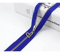 Zipper 4Pcs 3# Metal Zippers 15-70cm Auto Lock Zipper for Sewing Bags Purse Down Decoration Zips Repair Kit DIY Garment Accessories(ZA035-RoyalBlueGold,OPEN-END-40CM_NO3)
