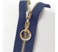 Zipper 4Pcs 3# Metal Zippers 15-70cm Auto Lock Zipper for Sewing Bags Purse Down Decoration Zips Repair Kit DIY Garment Accessories(BlueGold01,OPEN-END-70CM_NO3)