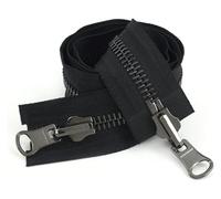 Zipper,70-100 cm 5# 8# Metal Double Sided Zippers Open End Two Way Rotary Slider Zip for Jacket Clothes DIY Sewing Accessories(Black Gun Black,8# 80cm)