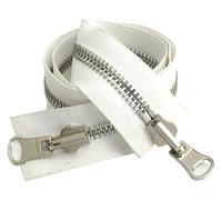 Zipper 70-100 cm 5# 8# Metal Double Sided Zippers Open End Two Way Rotary Slider Zip for Jacket Clothes Diy Sewing Accessories(White - Silver,5# - 70cm)