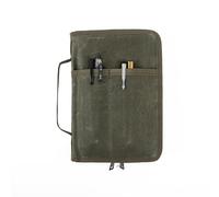 Zipper A5 Notebook Journal Planner Sketchbook Cover, Water Resistant Waxed Canvas Pocket Pocket Field Notes Cover for Journal Notebook Password Planner Book with Pen Loop (8.6"x6.9", Olive)