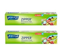 Zipper All Purpose Resealable Storage Bags, Medium 27x24cm, Secure Zip Closure, Freezer Safe, Dishwasher Safe, BPA Free, 3 Litre Capacity, 24 Bags, 2 Pack