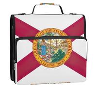 Zipper Binder Organizer Florida State Flag 1.5 Inch Binders 3 Ring Heavy Duty Document Middle School Binder Bag with Strap Storage Portfolio Folder with Handle