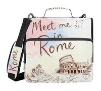 Zipper Binder Organizer with Handle Laege Capacity 1.5 Inch 3 Ringing Storage Bag Portfolio Binder School Supplies Organizer Meet Me in Rome