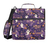 Zipper Binder Organizer with Shoulder Strap & Handle Laege Capacity 1.5 Inch 3 Ringing Portfolio Binder Bag Home Travel Cards Storage Container Halloween Goth Castle Purple Witch
