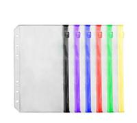 Zipper Binder Pockets 24-Pack A6 6-Hole Binder Pockets, Transparent Waterproof PVC Zipper Folders for Photo,Bills Organizer(Colorful)