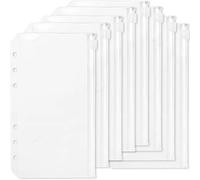Zipper Binder Pockets 36-Pack A5/A6/A7 Binder Pockets, Clear 6-Hole Cash Envelope Zipper Pouches for Photo,Bills Organizer(A5)