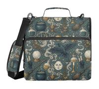 Zipper Binder with Shoulder Strap & Handle Easy to Carry 1.5 Inch 3 Ringing Pencil Bags Portfolio Binder Office Document Organizer Enchanted Witchcraft Supplies Pattern