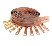 Zipper by The Yard 5# -Nylon Metallic Coil Zippers for Sewing, Long Zippers 5 Yard Upholstery with 10 Rose Gold Slider Pull-VOC Zipper for DIY Tailor Craft Bags（Rose Gold