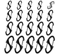 Zipper Clips Anti Theft, 20 Pcs Zipper Pull Locks for Backpacks, Double-Sided Spring S Carabiner Clasps Theft Deterrent for Luggage Suitcase Handbags Keys Purse(Black)