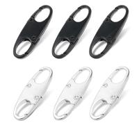 Zipper Clips Anti Theft Deterrent, 6PCS S Carabiner Small Zipper Pull Locks Mini Snap S Hooks for Backpacks Camping Fishing Traveling Outdoor Sports (Black Silver)