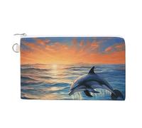 Zipper Coin Purse,Dolphins in The Sea Print Wallet Bag,small Cosmetic Bag,portable Change Wallet,accessories Organizer, style, One Size, Modern
