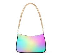 Zipper Colorful Shoulder Bag Pastel Rainbow Gradient Tote Handbags Painting Womens Hobo Clutch Purse with Chain Strap