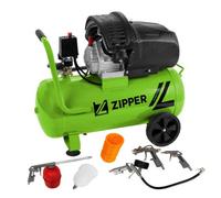 Zipper Com50-2V510E Twin Cylinder Air Compressor 50Ltr 10Bar - With Accessories