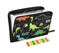 Zipper Expanding File Organiser with 13 Pockets,Abstract Dino Black Accordion Document Folder with Labels, Water-Resistant, 36 X 2 X 27 CM