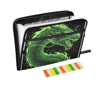 Zipper Expanding File Organiser with 13 Pockets,Angry Green Dragon Accordion Document Folder with Labels, Water-Resistant, 36 X 2 X 27 CM