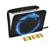 Zipper Expanding File Organiser with 13 Pockets,Blue Dragon Circle Accordion Document Folder with Labels, Water-Resistant, 36 X 2 X 27 CM