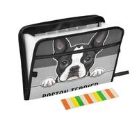 Zipper Expanding File Organiser with 13 Pockets,Boston Terrier Accordion Document Folder with Labels, Water-Resistant, 36 X 2 X 27 CM