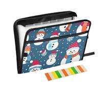 Zipper Expanding File Organiser with 13 Pockets,Christmas Snowman Pattern Accordion Document Folder with Labels, Water-Resistant, 36 X 2 X 27 CM