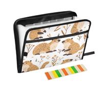 Zipper Expanding File Organiser with 13 Pockets,Cute Beavers with Leaves Accordion Document Folder with Labels, Water-Resistant, 36 X 2 X 27 CM