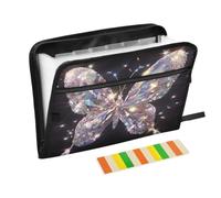 Zipper Expanding File Organiser with 13 Pockets,Diamond Butterfly Accordion Document Folder with Labels, Water-Resistant, 36 X 2 X 27 CM