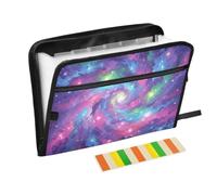 Zipper Expanding File Organiser with 13 Pockets,Universe Planet Galaxy Night Accordion Document Folder with Labels, Water-Resistant, 36 X 2 X 27 CM
