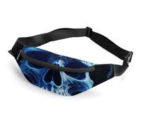 Zipper Fanny Pack for Men Women Fashion Waist Bag Stylish Crossbody Bags with Adjustable Strap 3D Print Blue Skull Travel Chest Bags Belt Bags for Running Hiking Workout Cycling, 3D Print Blue Skull