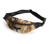 Zipper Fanny Pack for Men Women Fashion Waist Bag Stylish Crossbody Bags with Adjustable Strap African Lion Wearing A Flower on Its Head Travel Chest Bags Belt Bags for Running Hiking Workout Cycling