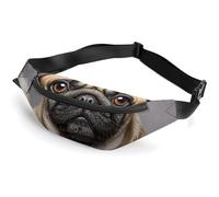 Zipper Fanny Pack for Men Women Fashion Waist Bag Stylish Crossbody Bags with Adjustable Strap Animal Pug Dog Travel Chest Bags Belt Bags for Running Hiking Workout Cycling, Animal Pug Dog, 14.2 × 5.9