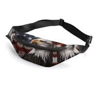Zipper Fanny Pack for Men Women Fashion Waist Bag Stylish Crossbody Bags with Adjustable Strap Bald Eagle US Flag Pictures Travel Chest Bags Belt Bags for Running Hiking Workout Cycling, Bald Eagle US
