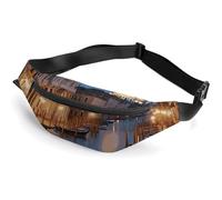 Zipper Fanny Pack for Men Women Fashion Waist Bag Stylish Crossbody Bags with Adjustable Strap Beautiful Venice at Night Travel Chest Bags Belt Bags for Running Hiking Workout Cycling, Beautiful