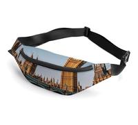 Zipper Fanny Pack for Men Women Fashion Waist Bag Stylish Crossbody Bags with Adjustable Strap Big Ben And Houses of Parliament Riverside Travel Chest Bags Belt Bags for Running Hiking Workout Cycling