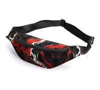 Zipper Fanny Pack for Men Women Fashion Waist Bag Stylish Crossbody Bags with Adjustable Strap Black And Red Marble Travel Chest Bags Belt Bags for Running Hiking Workout Cycling, Black And Red Marble