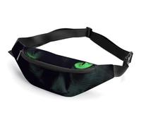 Zipper Fanny Pack for Men Women Fashion Waist Bag Stylish Crossbody Bags with Adjustable Strap Black Cat Green Eyes Travel Chest Bags Belt Bags for Running Hiking Workout Cycling, Black Cat Green Eyes