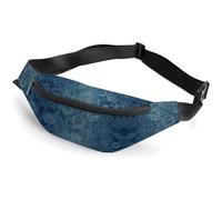 Zipper Fanny Pack for Men Women Fashion Waist Bag Stylish Crossbody Bags with Adjustable Strap Blue Floral Lace Travel Chest Bags Belt Bags for Running Hiking Workout Cycling, Blue Floral Lace, 14.2 ×