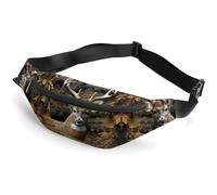Zipper Fanny Pack for Men Women Fashion Waist Bag Stylish Crossbody Bags with Adjustable Strap Camouflage Deer Travel Chest Bags Belt Bags for Running Hiking Workout Cycling, Camouflage Deer, 14.2 ×