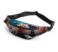 Zipper Fanny Pack for Men Women Fashion Waist Bag Stylish Crossbody Bags with Adjustable Strap Clown Fish Travel Chest Bags Belt Bags for Running Hiking Workout Cycling, Clown Fish, 14.2 × 5.9 inches