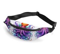 Zipper Fanny Pack for Men Women Fashion Waist Bag Stylish Crossbody Bags with Adjustable Strap Colorful Octopus Travel Chest Bags Belt Bags for Running Hiking Workout Cycling, Colorful Octopus, 14.2 ×
