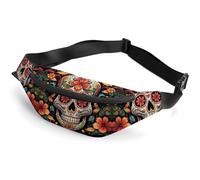 Zipper Fanny Pack for Men Women Fashion Waist Bag Stylish Crossbody Bags with Adjustable Strap Colorful Sugar Skull Travel Chest Bags Belt Bags for Running Hiking Workout Cycling, Colorful Sugar Skull