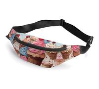 Zipper Fanny Pack for Men Women Fashion Waist Bag Stylish Crossbody Bags with Adjustable Strap Cupcakes And Ice Cream Travel Chest Bags Belt Bags for Running Hiking Workout Cycling, Cupcakes And Ice