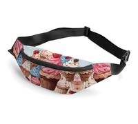 Zipper Fanny Pack for Men Women Fashion Waist Bag Stylish Crossbody Bags with Adjustable Strap Cupcakes And Ice Cream Travel Chest Bags Belt Bags for Running Hiking Workout Cycling, Cupcakes And Ice