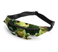 Zipper Fanny Pack for Men Women Fashion Waist Bag Stylish Crossbody Bags with Adjustable Strap Cute Frog Travel Chest Bags Belt Bags for Running Hiking Workout Cycling, Cute Frog, 14.2 × 5.9 inches