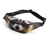 Zipper Fanny Pack for Men Women Fashion Waist Bag Stylish Crossbody Bags with Adjustable Strap Cute Raccoon Travel Chest Bags Belt Bags for Running Hiking Workout Cycling, Cute Raccoon, 14.2 × 5.9